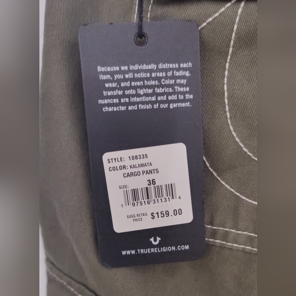 True ReligionJean Men Size 36Cargo Pants Style #108335 Kalamata Green - Picture 10 of 11